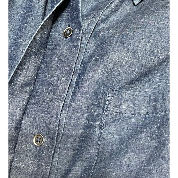 WHBM Popover Top Chambray Blue Size 12 Tunic top Long Sleeve Cotton - Picture 5 of 8